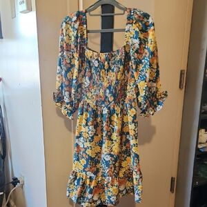 Jessica Simpson Floral Dress - Blue, Yellow, White